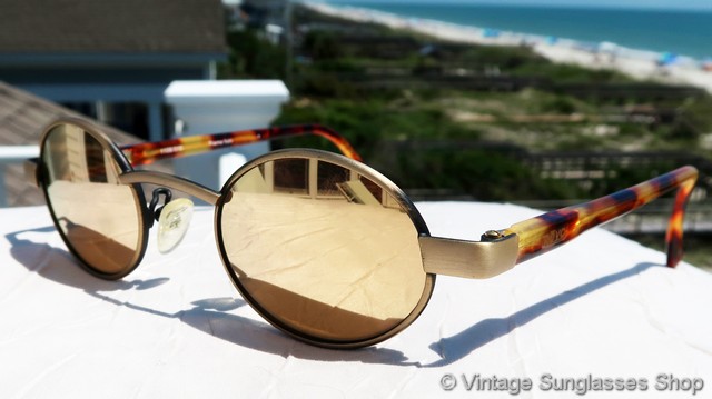 Revo 1106 010 Small Oval Gold Mirror Sunglasses display picture 3