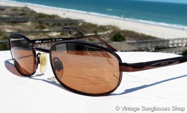 Vintage Revo P H2O 2508 302/K2 Sunglasses Polarized Brown Bronze Italy 51-18-135 REVO Brown Oval Sunglasses for Men for sale | eBay main image 4