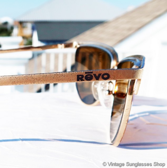 Vintage Revo Half Moon Sunglasses made in Italy Gold Frames 961/005 Revo 961 005 vintage gold metal reflective cat eye  main image 2