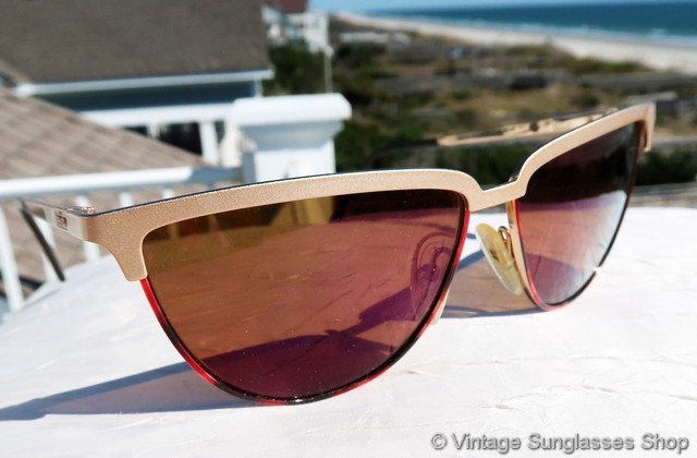 Vintage Revo Half Moon Sunglasses made in Italy Gold Frames 961/005 Revo 961 005 Half Moon Sunglasses main image 4