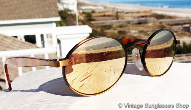 Revo 962 053 Oval Gold Mirror Sunglasses display picture 1