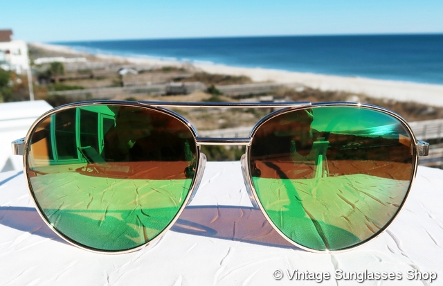 Revo Pilot Green Mirror Sunglasses display picture 1