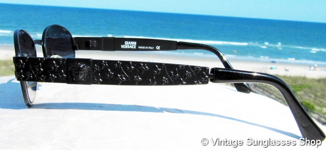 Vintage GIANNI VERSACE X02 028 Black Sunglasses Versace X02 028 Etched Black Medusa Sunglasses main image 3