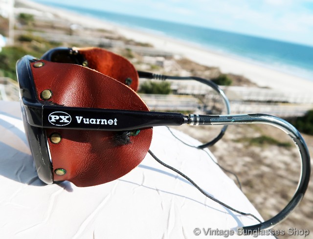 Vintage Skilynx-Vuarnet Black & Brown Sunglasses with Side Shields Vuarnet SKILYNX ACIER Black Aviator Side Shields sunglasses main image 2