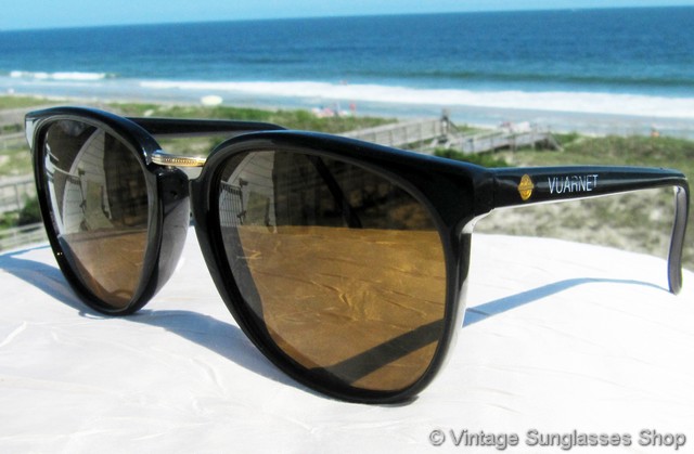 Vintage Vuarnet 489 Skilynx Black & Gold Sunglasses Vuarnet 027 SKILYNX ACIER Vintage Black Aviator 90s Ski  main image 4