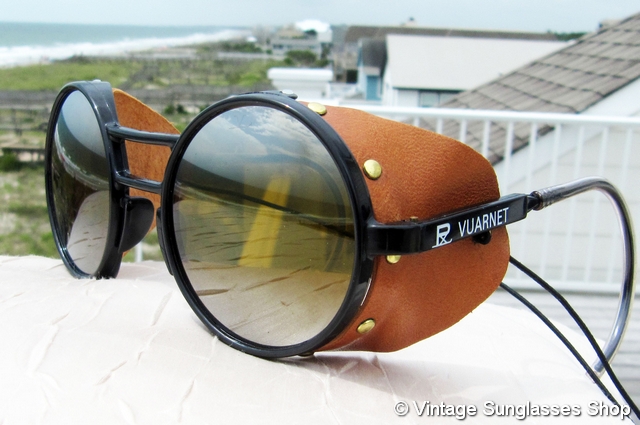 Vintage Skilynx-Vuarnet Black & Brown Sunglasses with Side Shields Vuarnet SKILYNX ACIER Black Aviator Side Shields sunglasses main image 3